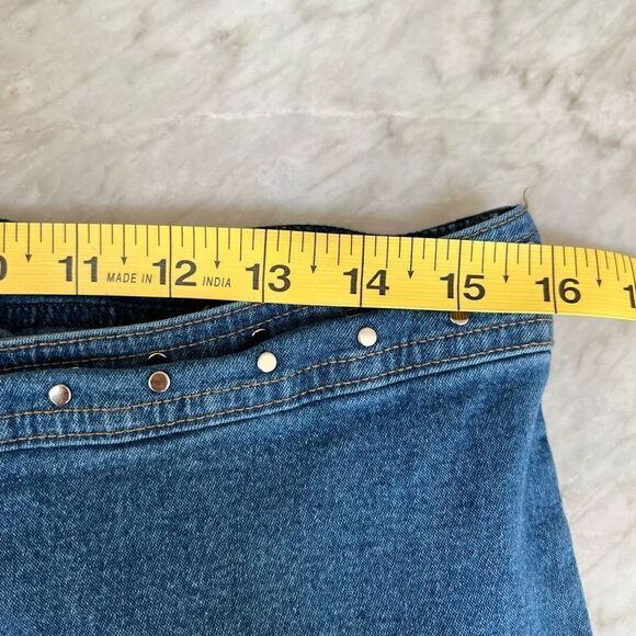 Blue denim vintage flared jeans studded with front slits low rise size 30” - Picture 3 of 6